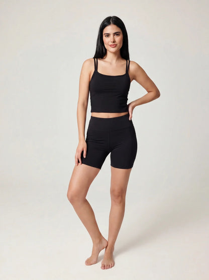 Gianna Strappy Top and Shorts Set - Black