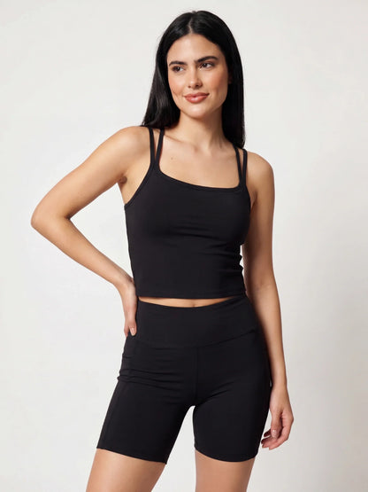 Gianna Strappy Top and Shorts Set - Black